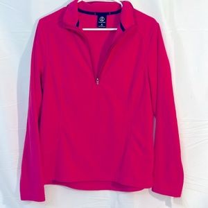 #2079 lands end hot pink zip up pull over size medium NWOT